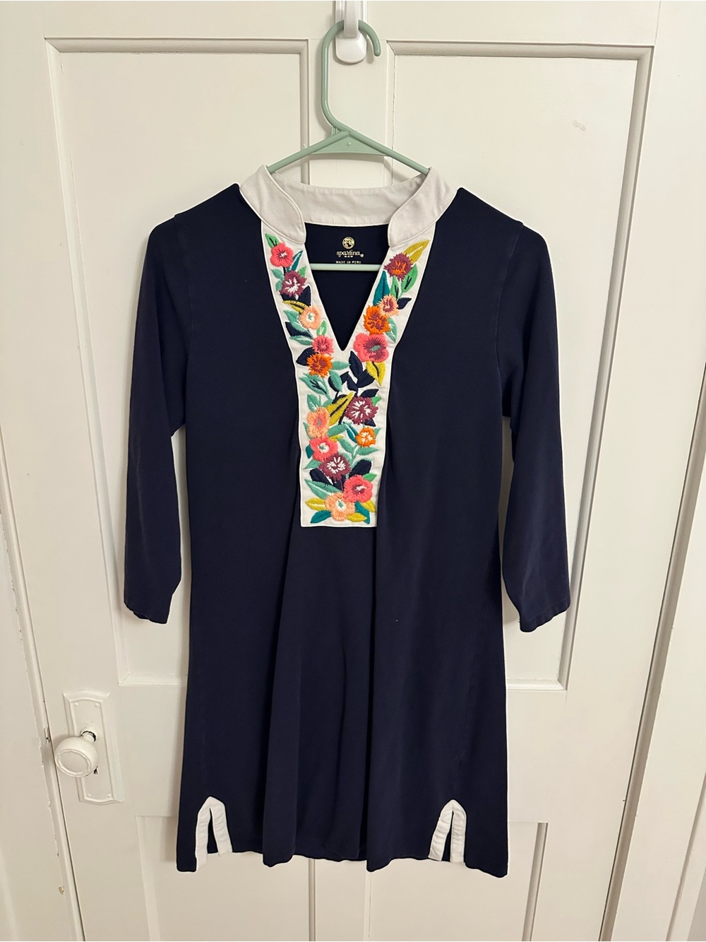 Spartina 449 Navy Floral Tunic Dress Medium Coastal
